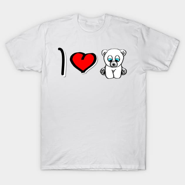 I love cute baby ice bears - black T-Shirt by emyzingdesignz